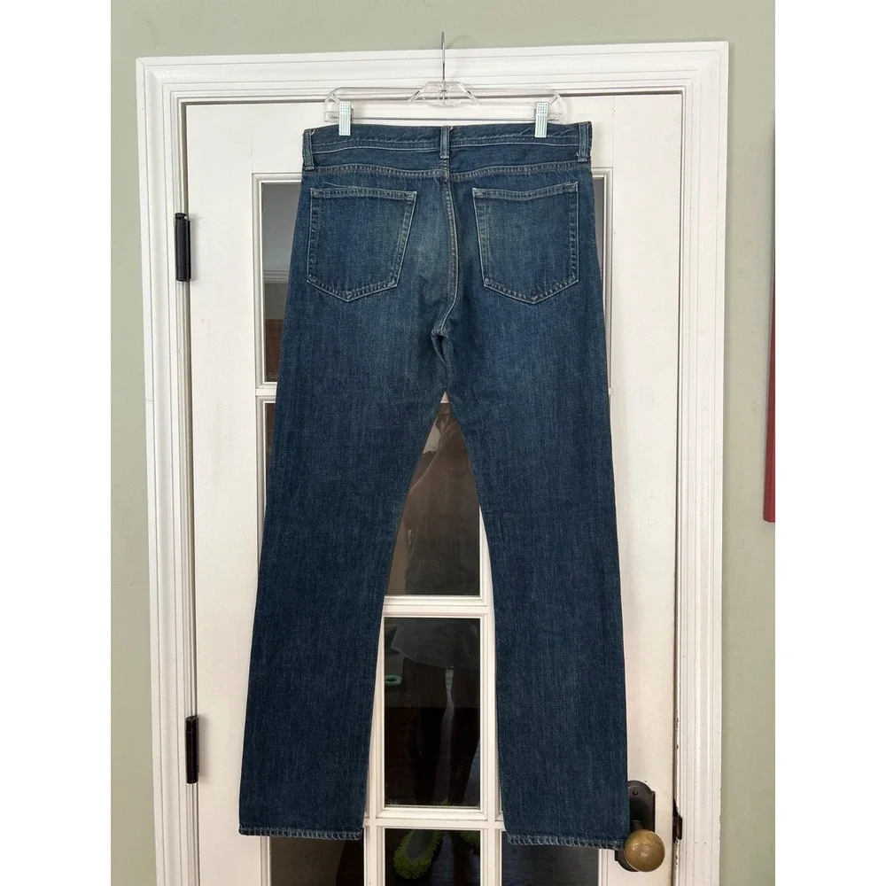 J.CREW Men's Blue Dark Wash Denim Jeans Straight Fit Mid Rise Cotton 32/34